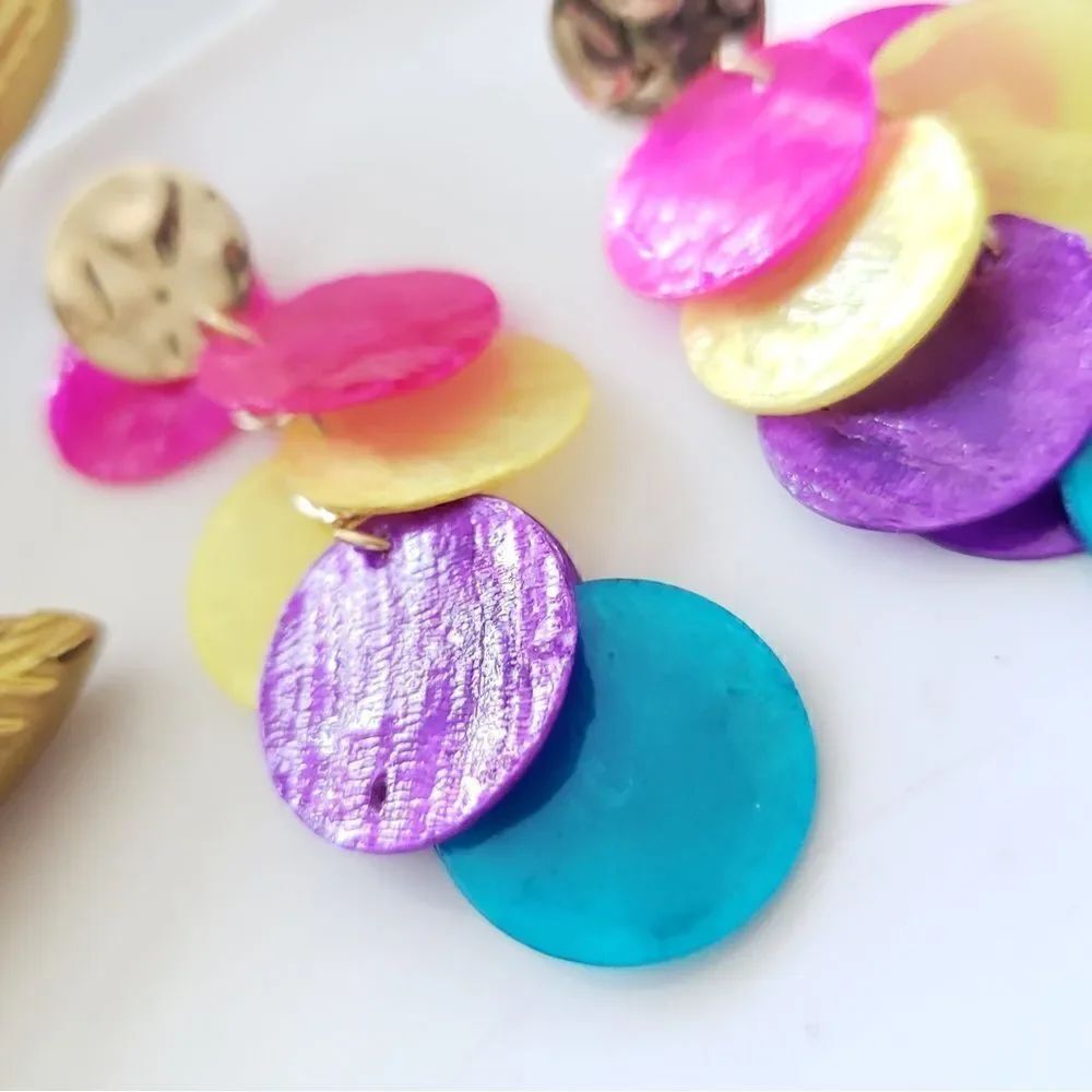 Zara MultiColored- Natural Shell Earrings - Picture 2 of 10